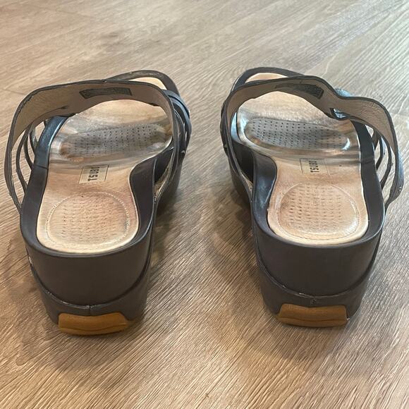 Womens Leather Chunky Wedge Sandals Size 9 Platform Comfort Boho Chic - Picture 4 of 8